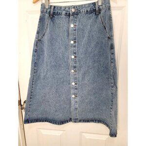 Denim Button-Front Skirt
